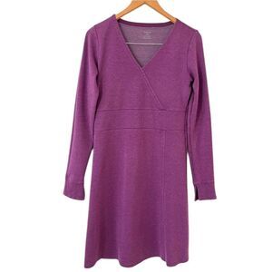 Horny Toad & Co Finlay Dress Plum Long Sleeve V-Neck Faux Wrap Size M